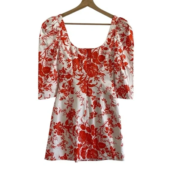Cara Cara Belinda Dress Women’s Size 0 Mini Tomato Vintage Floral White NWT‎